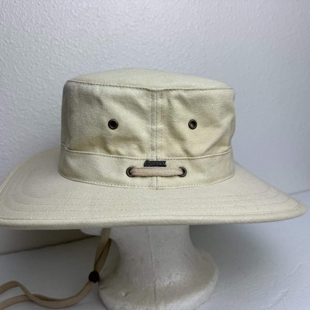 Outback Trading Co. Canvas Bushwacker Sun Hat Koala Pouch Hiking Safari Sz L